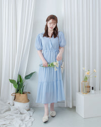 [ 限時重開訂購🕣 ] Secret Check Dress 質感暗格疊領側修腰連身裙 / DS1103
