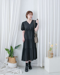 [ 限時重開訂購🕣 ] Secret Check Dress 質感暗格疊領側修腰連身裙 / DS1103