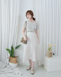 Ribbon Knot Pleated Skirt 側蝴蝶結顯瘦褶疊流線質感傘裙/ SK8939
