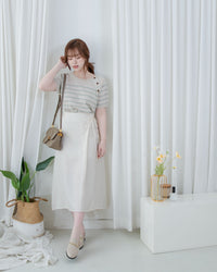 Ribbon Knot Pleated Skirt 側蝴蝶結顯瘦褶疊流線質感傘裙/ SK8939