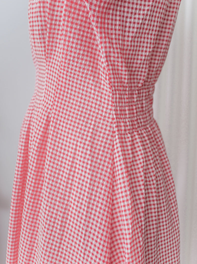 Daily Audrey Dress 輕優雅低調小格子後橡筋連身裙 / DS9951 (Black Sold out)