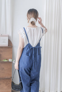 Denim Jumpsuit 肩帶可調顯瘦簡約牛仔色連身褲/ PT8463