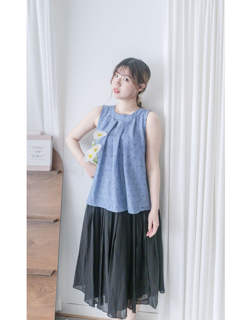 Heart Blouse 可愛女性美心形印花無袖上衣/ TP9164