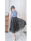 Ribbon Flowing Dress 微光澤輕盈飄逸絲帶裙/ SK8897 (black/white sold out)