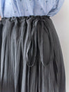 Ribbon Flowing Dress 微光澤輕盈飄逸絲帶裙/ SK8897 (black/white sold out)