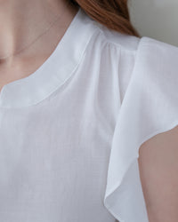 （夾位裡布設計) Ruffle Sleeve Blouse  荷葉手袖修飾手臂質感上衣/ TP9221