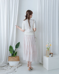 【現貨限量回歸 】Sakura Lace Skirt 櫻花粉通花層次質感傘裙/ SK8938