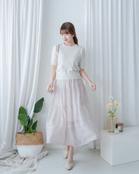 【現貨限量回歸 】Sakura Lace Skirt 櫻花粉通花層次質感傘裙/ SK8938