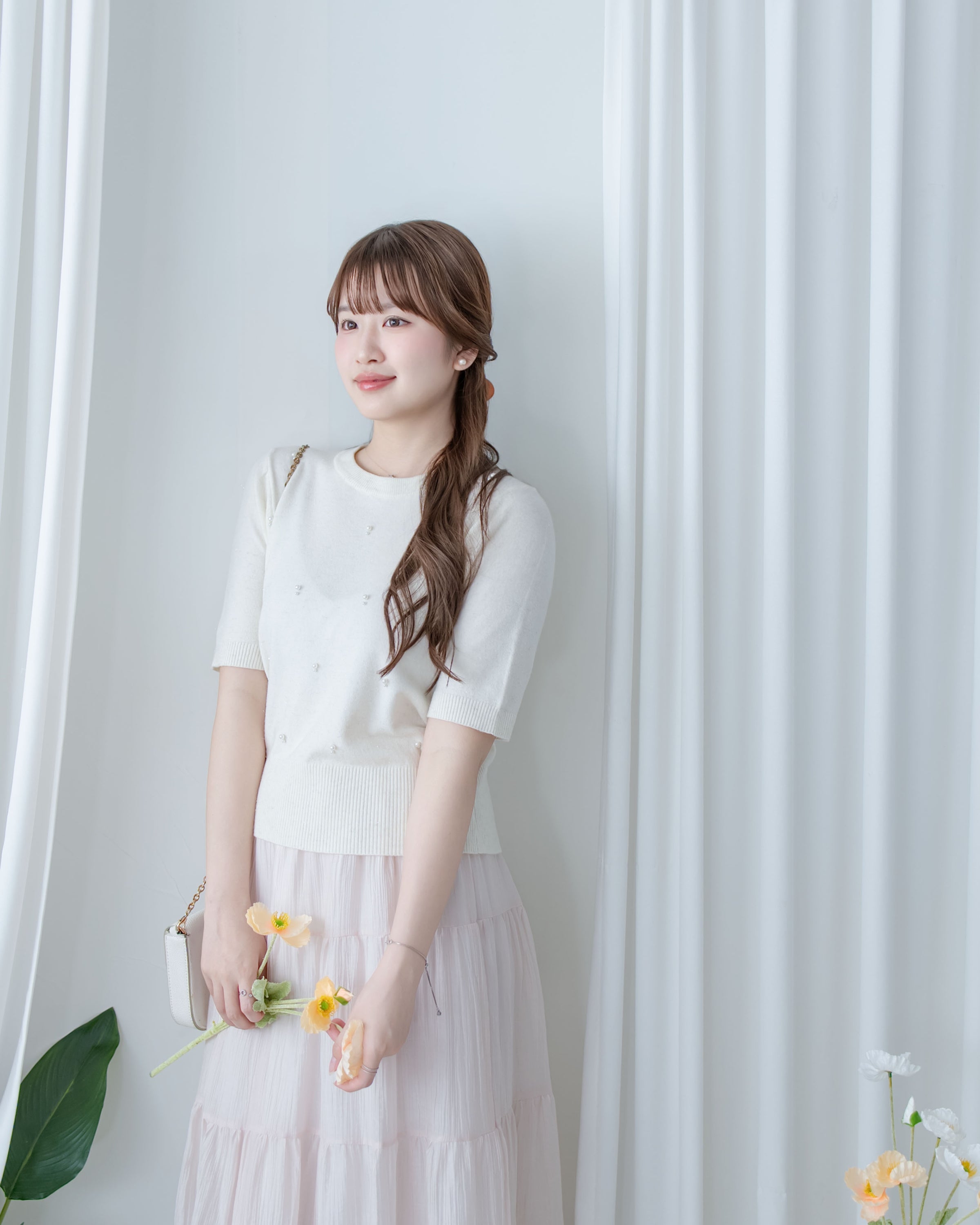 【現貨限量回歸 】Sakura Lace Skirt 櫻花粉通花層次質感傘裙/ SK8938