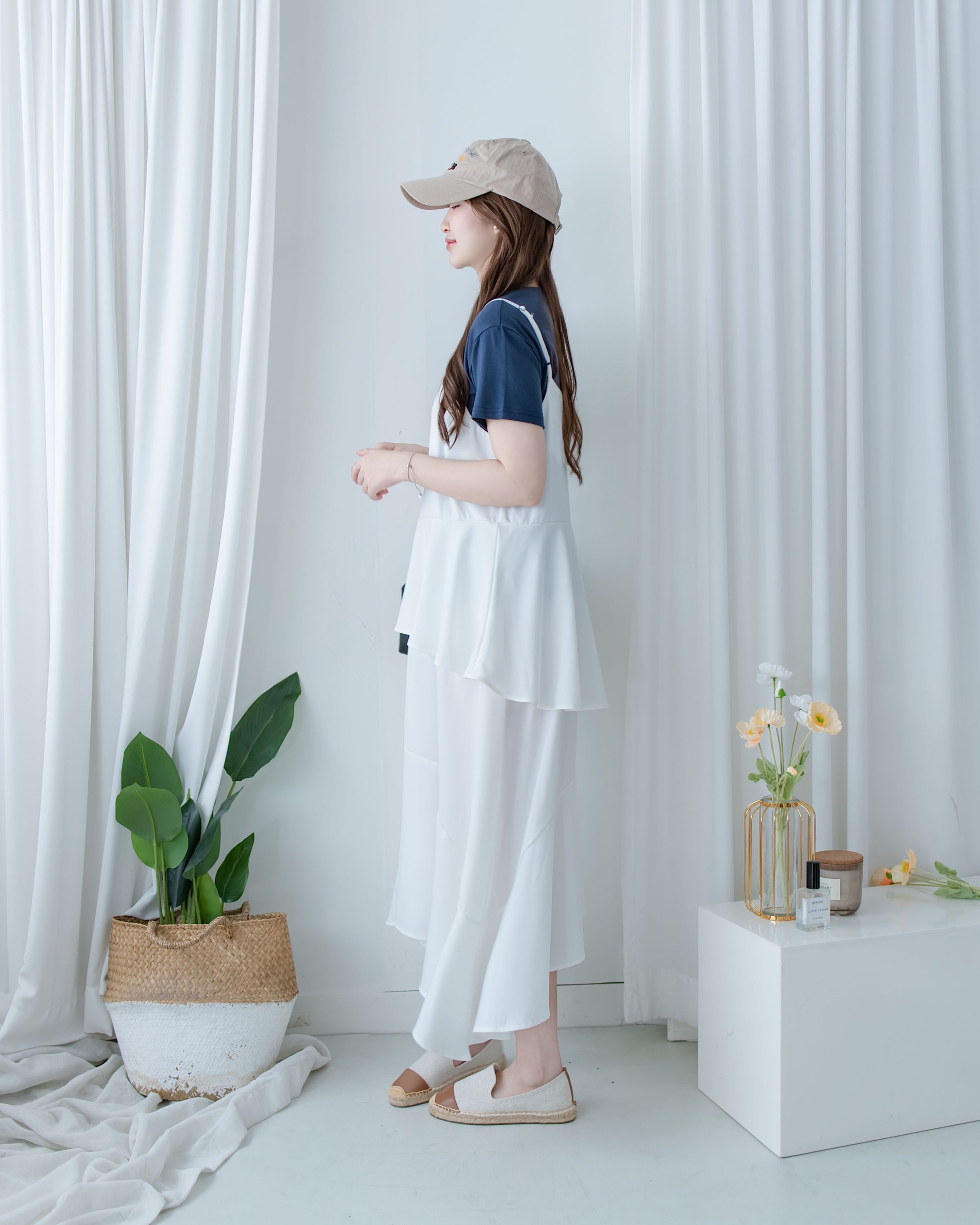 Chiffon Flowing Dress 飄逸雪紡層次綁帶連衣裙/ DS1113 (Black sold out)