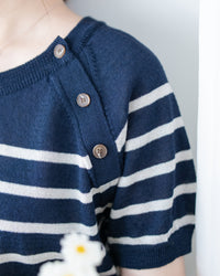 Nautical Knit Top 夏日側鈕扣裝飾條紋線衫/ TP9218