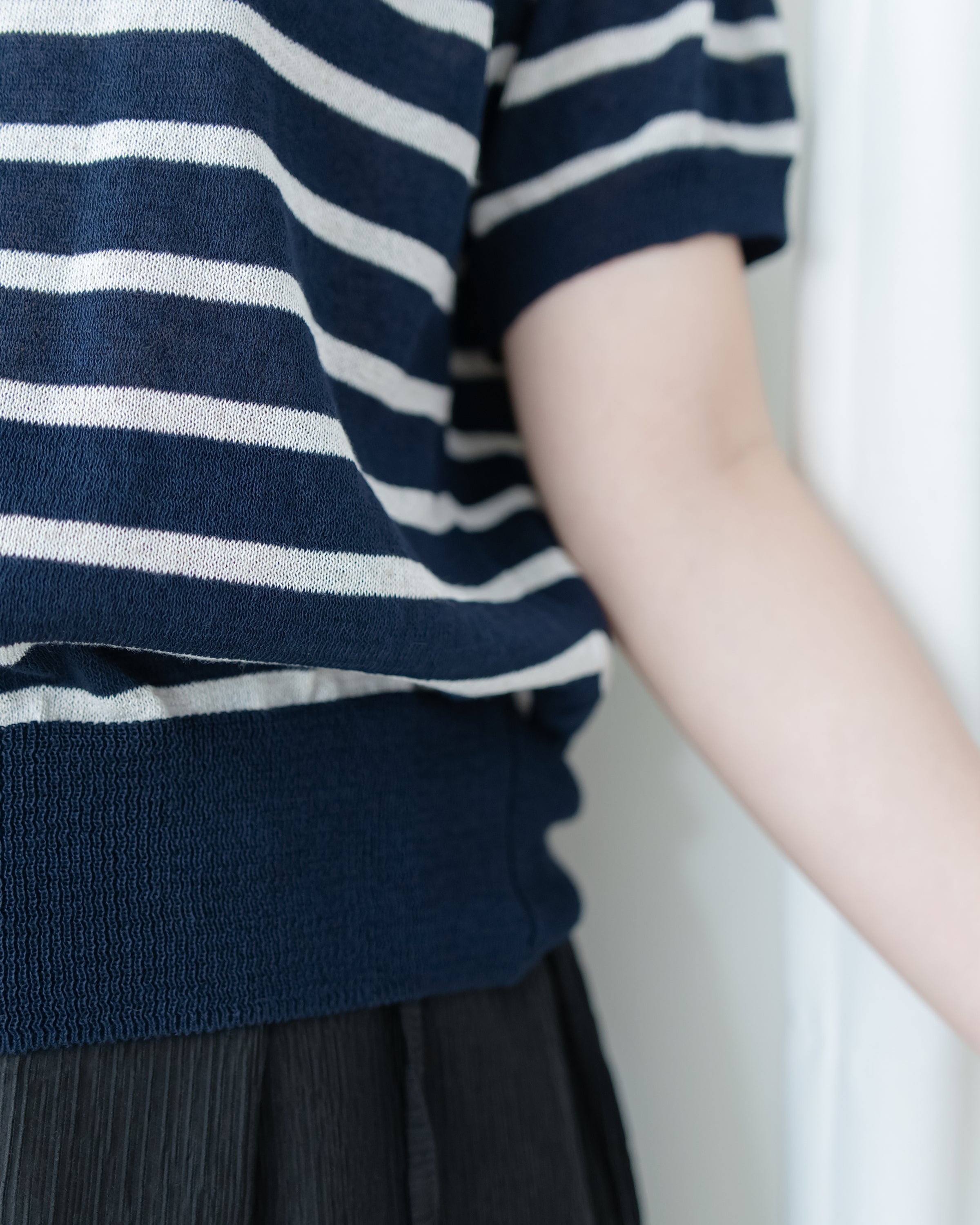 Nautical Knit Top 夏日側鈕扣裝飾條紋線衫/ TP9218