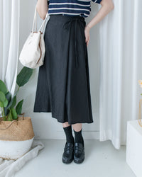 Ribbon Knot Pleated Skirt 側蝴蝶結顯瘦褶疊流線質感傘裙/ SK8939