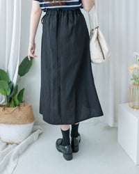 Ribbon Knot Pleated Skirt 側蝴蝶結顯瘦褶疊流線質感傘裙/ SK8939