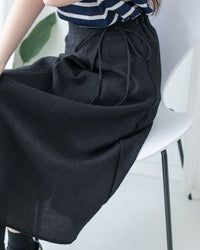 Ribbon Knot Pleated Skirt 側蝴蝶結顯瘦褶疊流線質感傘裙/ SK8939