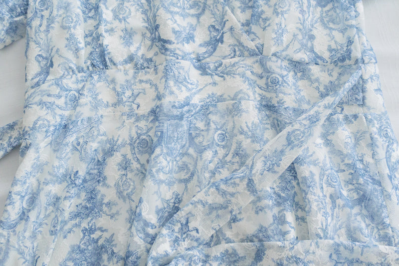 Toile Wrap Dress 暈染印花疊領連身裙/ DS9970
