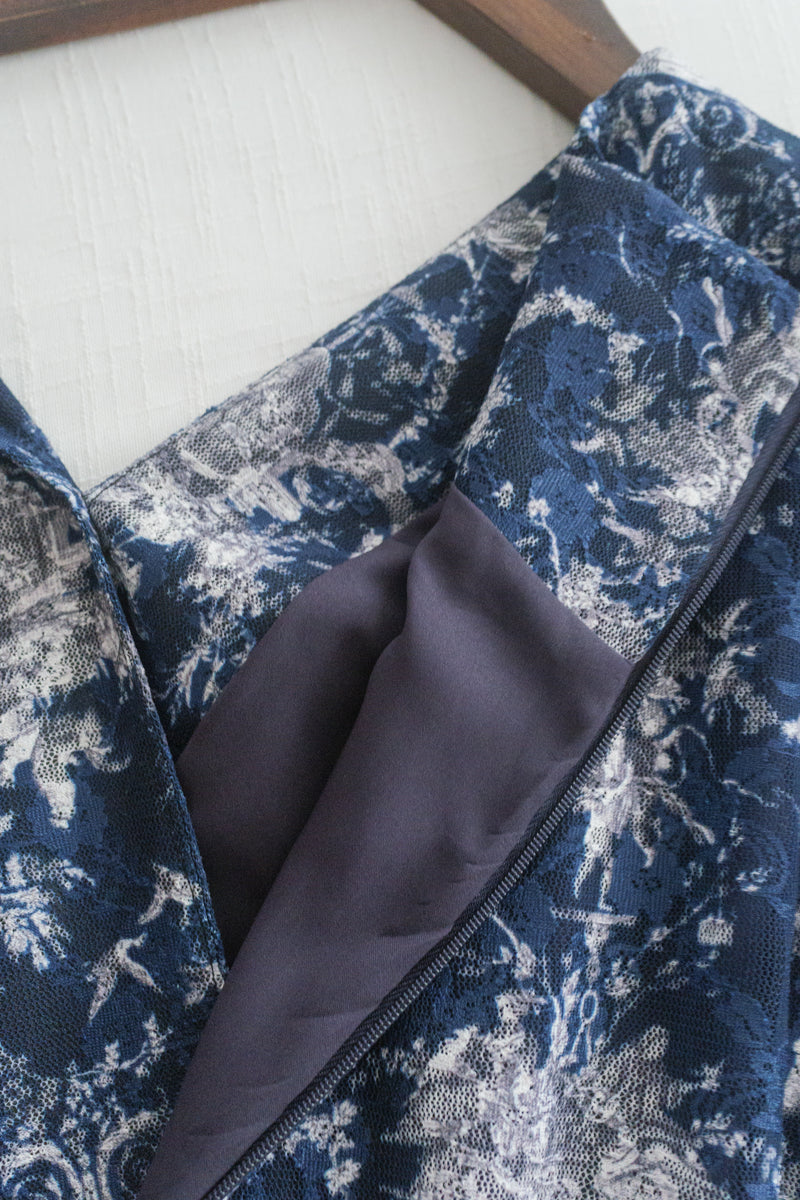 Toile Wrap Dress 暈染印花疊領連身裙/ DS9970
