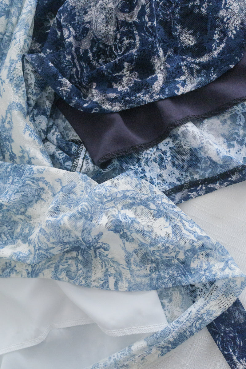 Toile Wrap Dress 暈染印花疊領連身裙/ DS9970