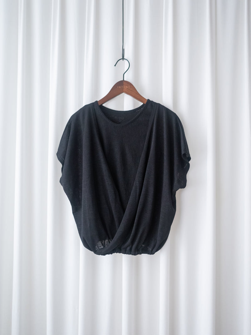 Black Wrap Top Set 黑色兩穿質感疊穿上衣/ TP9178