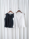 Sleeveless Square Neck Chiffon Top 方領無袖細荷葉衣尾雪紡上衣/ BU9113