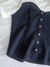 Spliced Blouse 深藍拼接設計不貼假修腰上衣/ BU9114