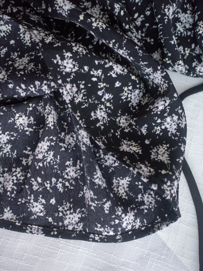 bouquet Dress 裝飾線幾何領口後橡筋印花連身裙/ DS9974