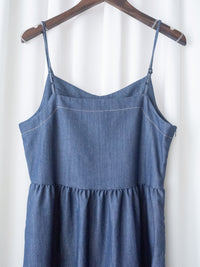 Denim vest dress 裝飾鈕扣假修腰線牛仔吊帶連身裙/ DS9982