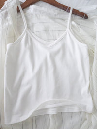 Sheer Stripe Shirt 輕透條紋微V領吊帶襯衫套裝/ BU9116 (Pre-order 淡黃條紋 9月7日截單)