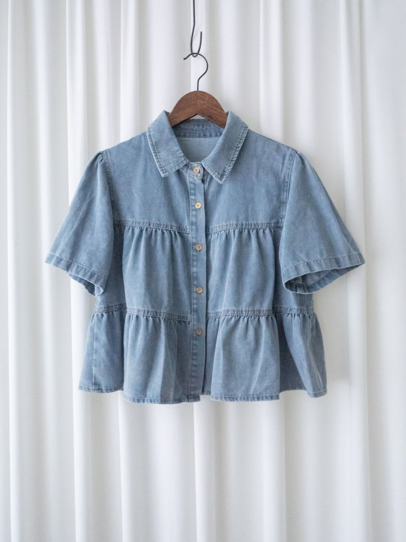 Denim Layers Top 層次牛仔短袖上衣或外套/ TP9182 (pre-order 9月7日截單)