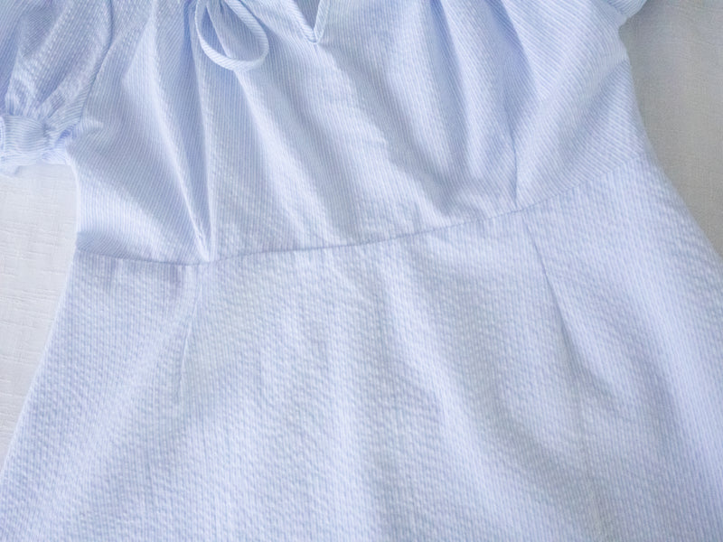 French Stripe Dress 法式條紋束領口連身裙/ DS9978