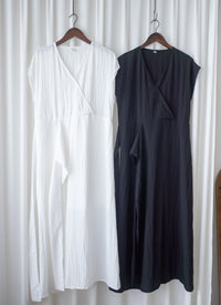 Wrap Dress 舒適顯瘦疊領綁帶修腰連身裙/ DS9985