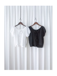 Ribbon Collar Top 百搭蝴蝶顯鎖骨大圓領上衣/ TP9181