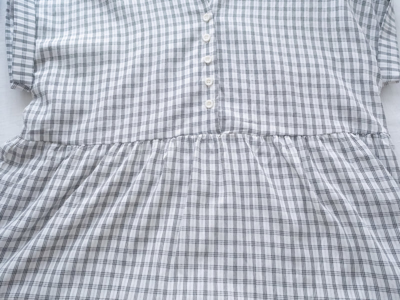 Check Dress 格子V形恤衫領口連身裙/ DS9984