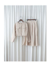 Beige Skirt Set 溫柔杏色十字線棉精緻鈕扣套裝/ SE8089