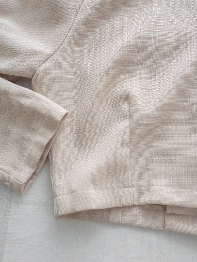 Beige Skirt Set 溫柔杏色十字線棉精緻鈕扣套裝/ SE8089