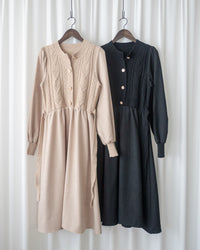 Braid Dress 麻花紋針織背心假兩件連身裙/ DS1025