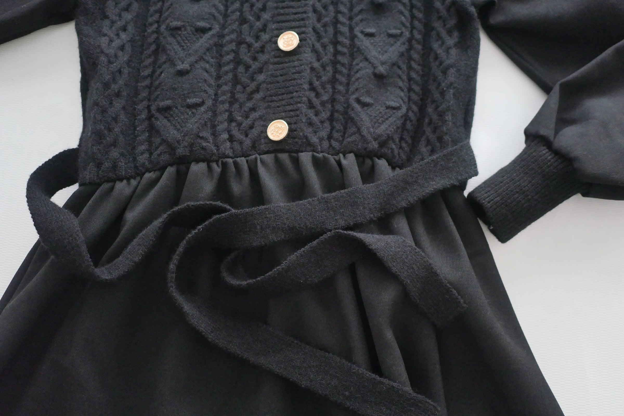 Braid Dress 麻花紋針織背心假兩件連身裙/ DS1025