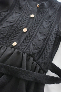 Braid Dress 麻花紋針織背心假兩件連身裙/ DS1025