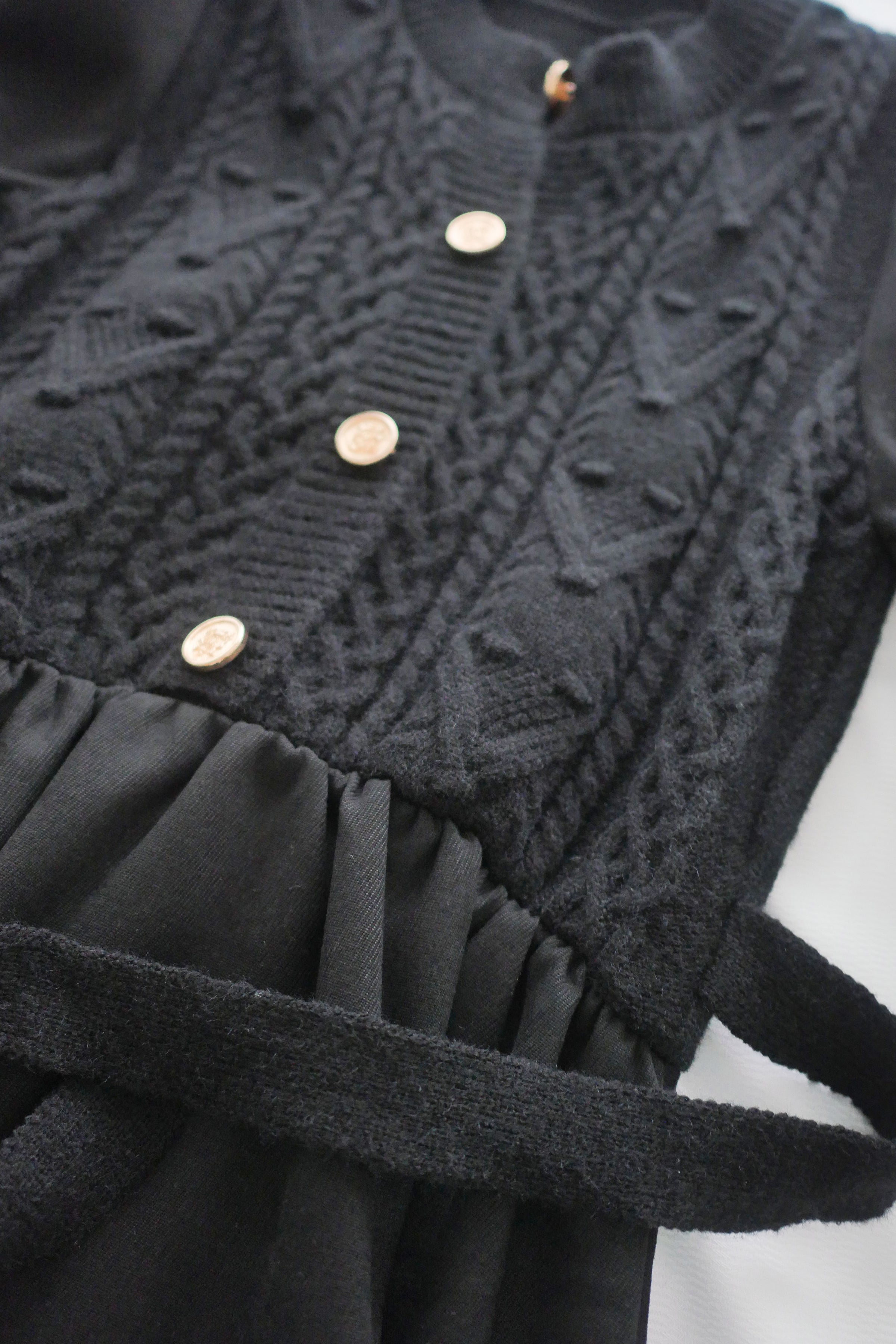 Braid Dress 麻花紋針織背心假兩件連身裙/ DS1025