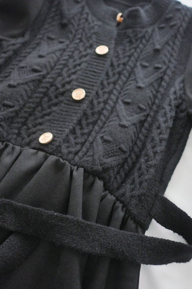 Braid Dress 麻花紋針織背心假兩件連身裙/ DS1025