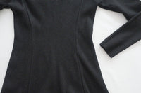 Knit Black Dress 弧形V領顯瘦彈性小黑裙/ DS1021