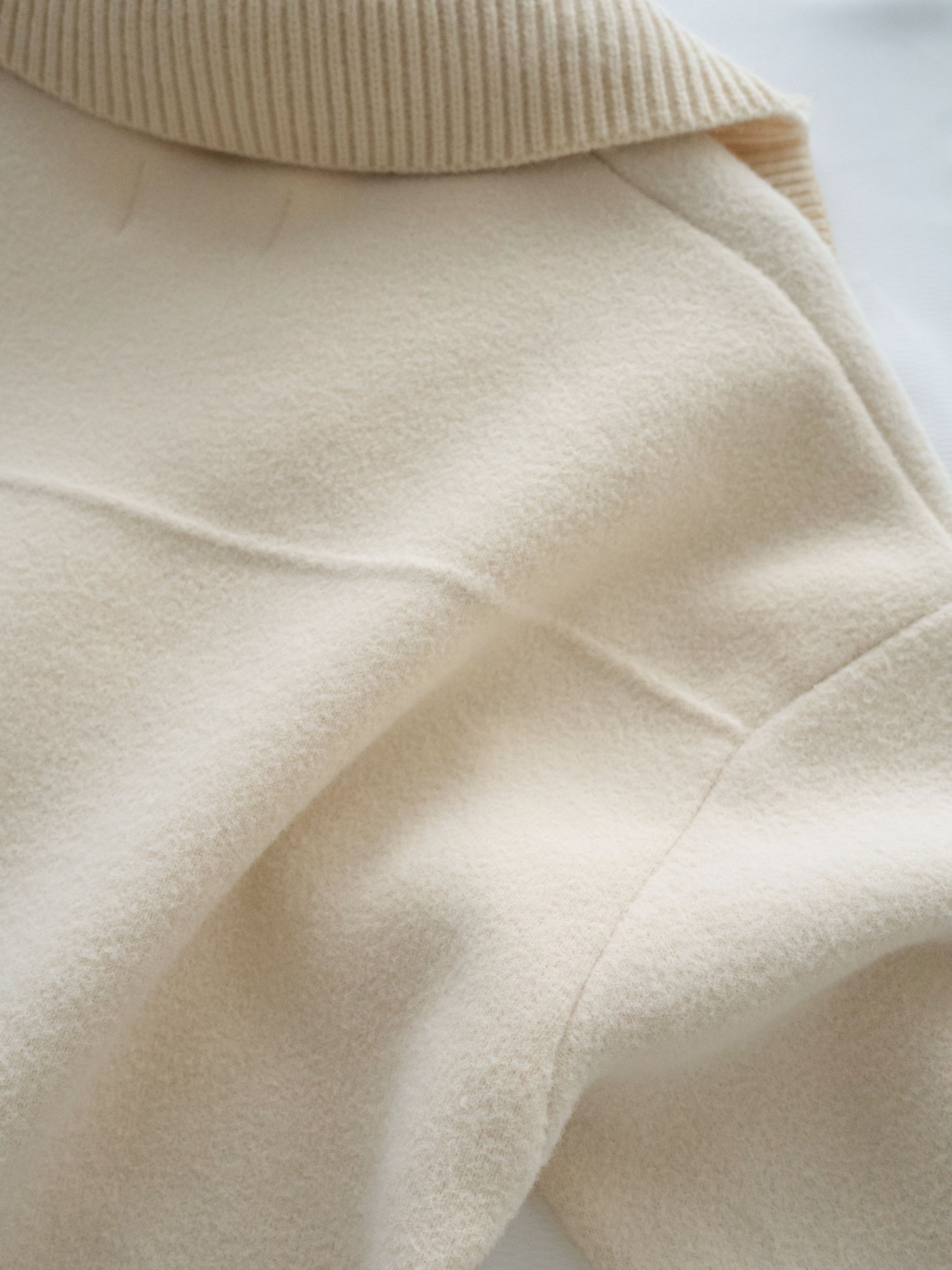 Knit Collar Coat （可折卸）針織領口綿綿微絨大衣/ JK8128