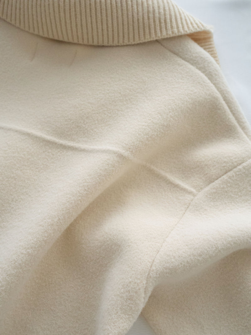 Knit Collar Coat （可折卸）針織領口綿綿微絨大衣/ JK8128