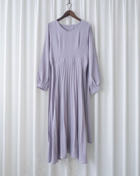 Lavender Pleated Dress 淡薰衣草搖曳波浪百褶連身裙 / DS1032