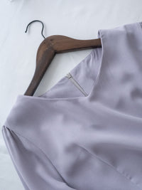 Lavender Pleated Dress 淡薰衣草搖曳波浪百褶連身裙 / DS1032