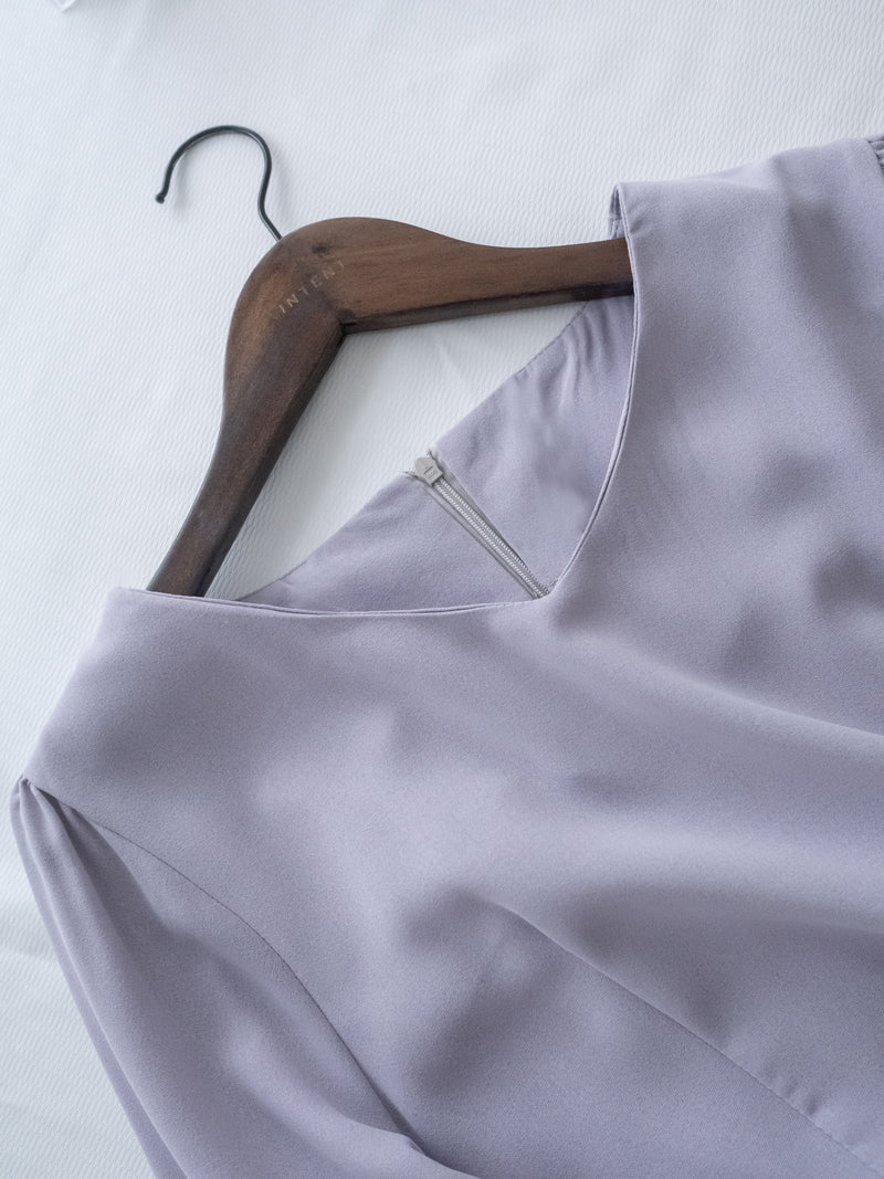 Lavender Pleated Dress 淡薰衣草搖曳波浪百褶連身裙 / DS1032