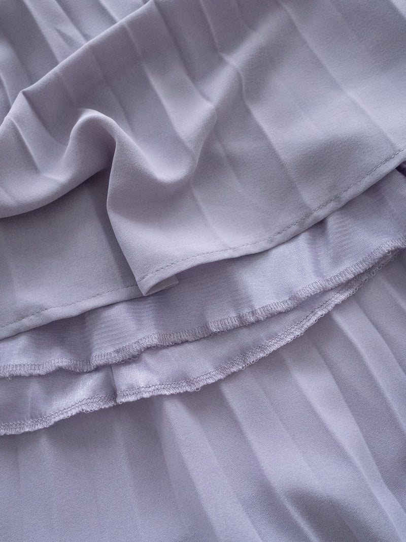 Lavender Pleated Dress 淡薰衣草搖曳波浪百褶連身裙 / DS1032