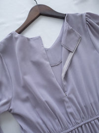 Lavender Pleated Dress 淡薰衣草搖曳波浪百褶連身裙 / DS1032