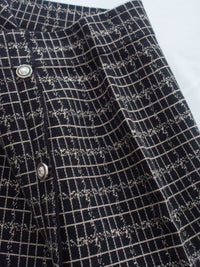 Checked Skirt 彈性A字立體微開衩格紋裙/ SK8918