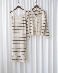 Stripe Set 直身顯瘦連外套條紋套裝 / SE8098